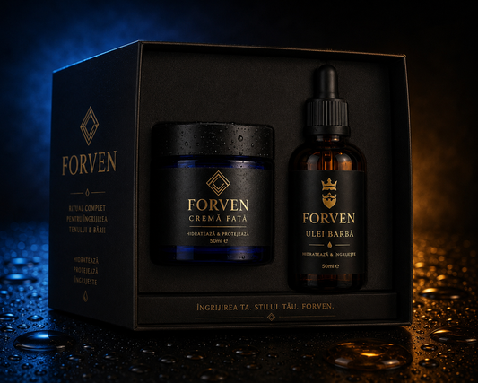 Kit Complet FORVEN — Ulei Barbă + Cremă Față